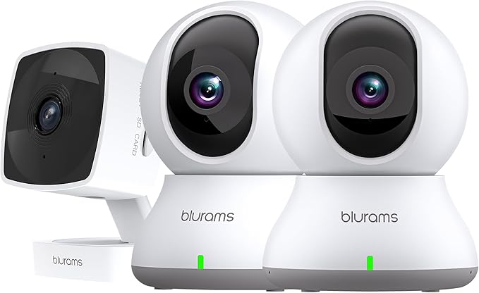 blurams Indoor Camera Bundle Set, 2K Security Camera for Home Security w/Motion Tracking, Phone App, 2-Way Audio, IR Night Vision, Siren, Compatible with Alexa