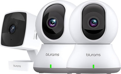 blurams Indoor Camera Bundle Set, 2K Security Camera for Home Security w/Motion Tracking, Phone App, 2-Way Audio, IR Night Vision, Siren, Compatible with Alexa