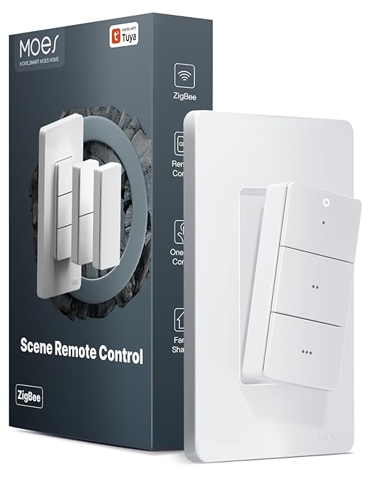 MOES Wireless Zigbee Smart Scene Button, Needs MOES Zigbee Hub, 9-Action | 365-Day Battery, Magnetic Base Sticks to Metal
