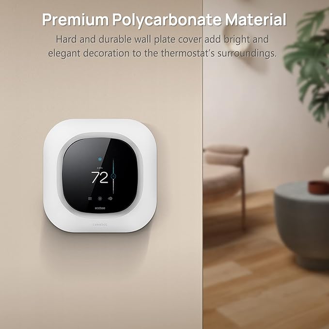 CaseBot Wall Plate for 2022 Ecobee Smart Thermostat Premium & 2022 Ecobee Smart Thermostat Enhanced, Practical and Stylish Trim Kit Bracket Mount Cover, Easy Installation, White