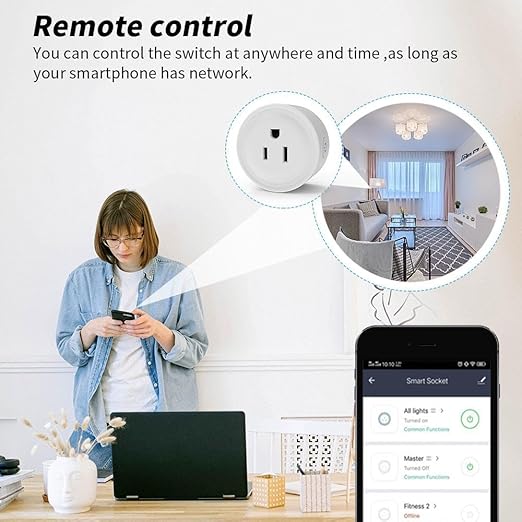 WiFi Smart Plug | Smart Outlet Compatible with Alexa & Google Home | Timer & Remote Control Smart Switch | No Hub Required 2.4GHz (2)