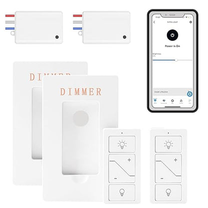 Humpptom Wireless Dimmer Light Switch and Receiver Compatible With Alexa - Smart Wall Switch for Ceiling Lights, Fans, Lamps