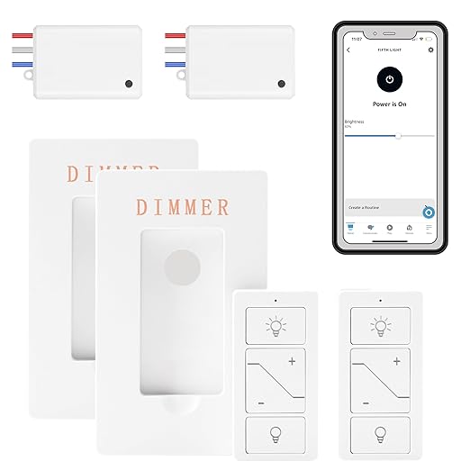 Humpptom Wireless Dimmer Light Switch and Receiver Compatible With Alexa - Smart Wall Switch for Ceiling Lights, Fans, Lamps