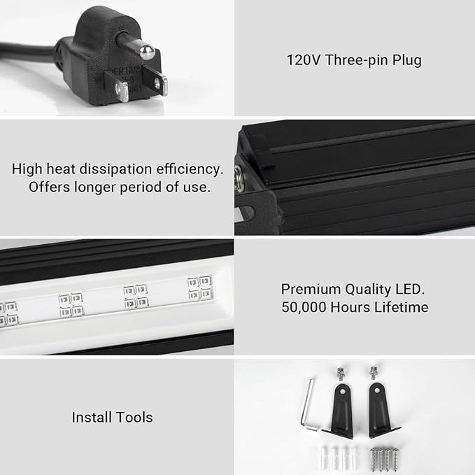 38W LED Black Light Bar (6-Pack) - High Power UV Blacklight with Plug & Switch, Covers 484 Sq.Ft for Glow Parties, Halloween Decorations, Stage & Bedroom Lighting