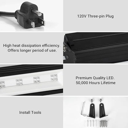 38W LED Black Light Bar (6-Pack) - High Power UV Blacklight with Plug & Switch, Covers 484 Sq.Ft for Glow Parties, Halloween Decorations, Stage & Bedroom Lighting