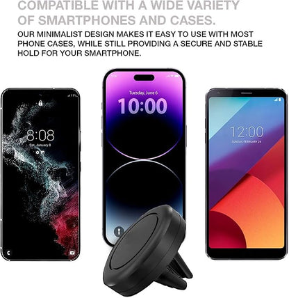 MAXBOOSTPOWER Universal Smartphone Holder - Air Vent Magnetic Car Mount (4 Pack Black) Compatible with iPhone 12/13/14/15/16 & Galaxy LG Android Cell Phone