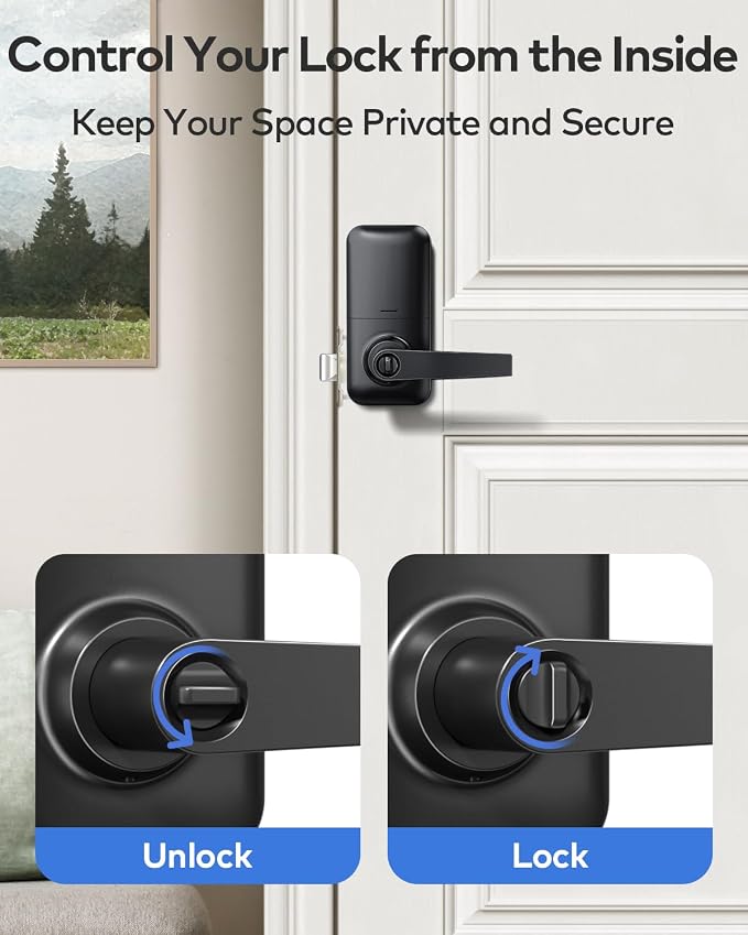 TEEHO TE004 Keyless Entry Door Lock Handle with Keypad, Matte Black