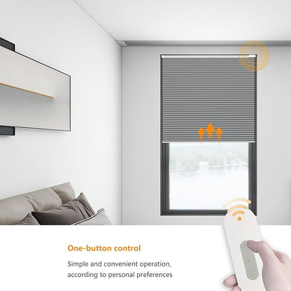 Motorized Cellular Shades Cordless Blackout Rechargeable Window Shades with Remote for Privacy Protection Smart Home Electric Curtains Automatic Honeycomb Blinds for Windows, 33" x 48", Grey