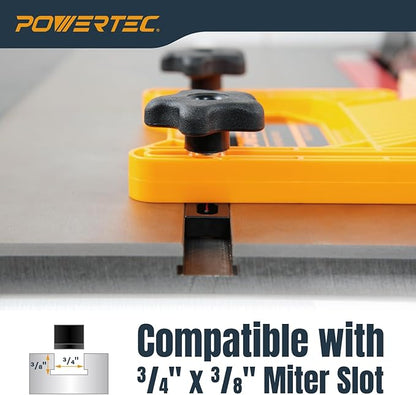 POWERTEC Tandem Feather Boards for Table Saw, Router Table & Bandsaw - 4PCs Combo Set, Fits T-Track & Miter Slot - Woodworking Tools & Accessories to Reduce Kickback & Increase Safety (72027)