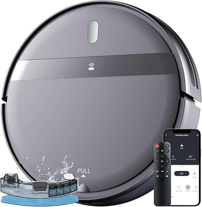 Kilgone Robot Vacuum and Mop, App/Alexa Control for Pet Hair, Hard Floor, Carpet, Customized Cleaning