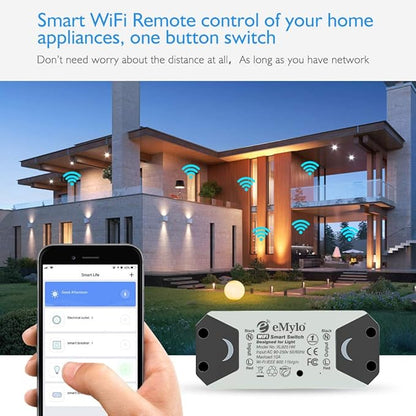 WiFi Switch, eMylo Smart Wireless Relay Module 2.4Ghz Wi-Fi Light Switch Basic Smart Remote Control Module Home Automation Timers Compatible with Alexa Echo Google Home 2 Pack
