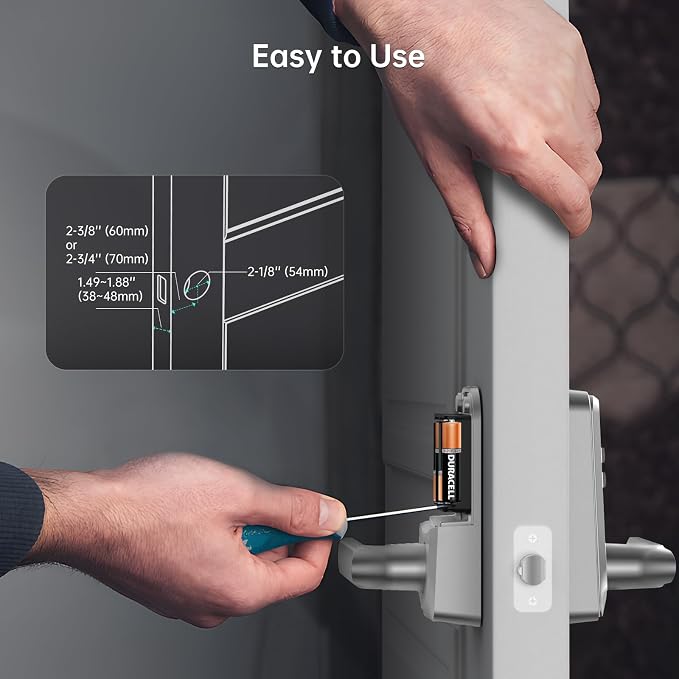 Hornbill WiFi Smart Lock with Handle, Keyless Entry Biometric Fingerprint Lock with Auto-Lock, Keypad Passcode Deadbolt Lever for Home Front Door Bedroom