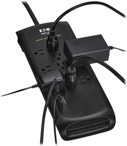 Eaton Tripp Lite Series Surge Protector Power Strip with Flat Plug Braided Extension Cord + 2 USB Charging Ports, 4200 Joules, 8ft Cable, Manufacturer's (TLP118DBUC)