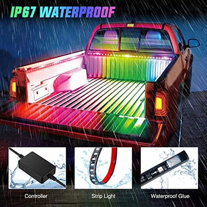 Nilight Truck Bed Light Strip RGB-IC LED Bar 3PCS 60 inch Cargo Lighting
