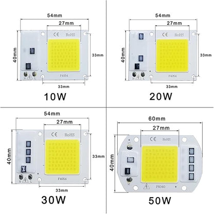 2pcs LED Chip COB Lamp 10W 20W 30W 50W AC 220V 240V IP65 Smart IC No Need Driver DIY Flood Light Led Bulb Spotlight Outdoor Lamp Bead(Warm White,220V 10W)