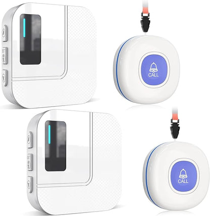 CallToU Wi-Fi Wireless Caregiver Pager Call Button for Elderly at Home , APP Emergency Alert for Seniors, Patients, and the Disabled with 2 Call Button, 2 Receiver (2.4GHz Wi-Fi)