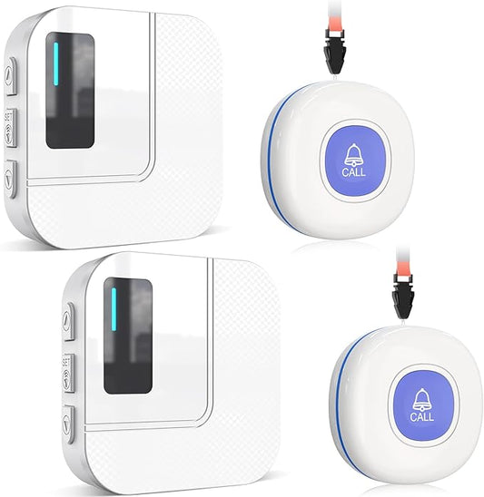 CallToU Wi-Fi Wireless Caregiver Pager Call Button for Elderly at Home , APP Emergency Alert for Seniors, Patients, and the Disabled with 2 Call Button, 2 Receiver (2.4GHz Wi-Fi)