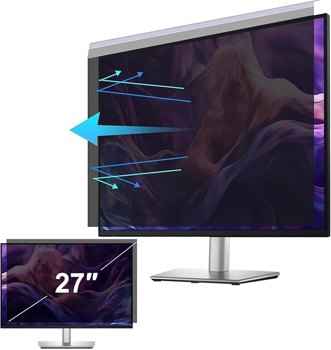 27 Inch 16:9 Privacy Screen Filter, Removable Anti-Spy Anti-Scratch Anti-Glare Blue Light Acylic Security Screen Protector for Desktop Monitor