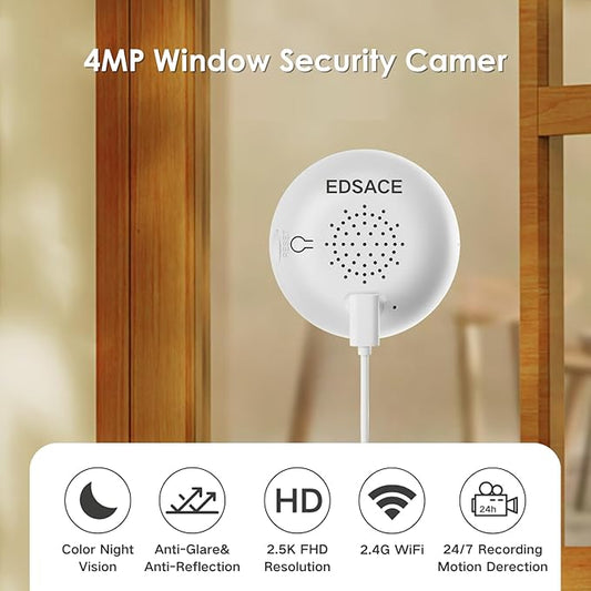 4MP 2K Indoor Security Camera for Windows, Smart AI Motion Detection, Color Night Vision, Glass-Mount Design, Wired Installation (2)