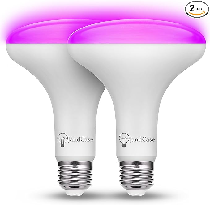 JandCase BR30 Halloween Light Bulbs, E26 Base Halloween Purple Indoor Flood Light Bulbs, 11W(65W Equivalent), Purple Flood Light Bulbs for Halloween Decoration,Not-Dimmable, 2 Pack