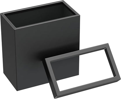 Gatco Small Bathroom Trash Can with Lid, Rectangle 3 Gallon Stainless Steel Wastebasket, Under Sink, Matte Black, for Bathroom, Bedroom, Office (1918)
