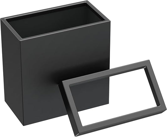 Gatco Small Bathroom Trash Can with Lid, Rectangle 3 Gallon Stainless Steel Wastebasket, Under Sink, Matte Black, for Bathroom, Bedroom, Office (1918)