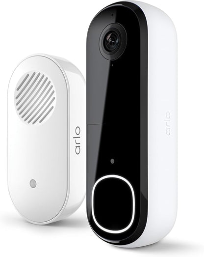 Arlo Video Doorbell 2K + Chime 2 (2nd Gen, Latest Release), Wireless or Wired Option, 2-Way Audio, Night Vision, H (Renewed)
