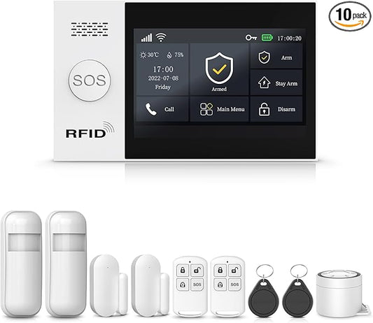 PGST Wireless Alarm System for Home Security,No Monthly Fee,4.3 Inch Touchscreen,Door and Motion Sensors,Work with Alexa and Google Home for Apartment,Garage