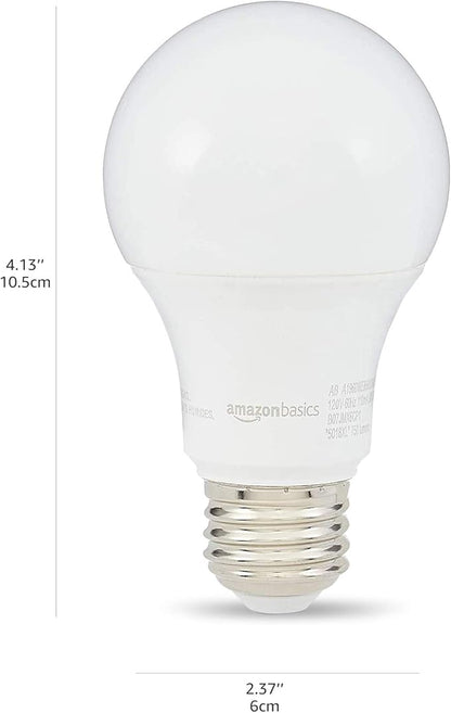 Amazon Basics A19 LED Light Bulbs, 60W Equivalent, Warm White 3000K, Non-Dimmable, Energy Efficient 9W, 10,000 Hour Lifetime, 24-Pack