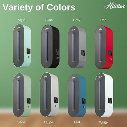 Hunter Plug-in UV Air Sanitizer, Aqua – Whisper Quiet UV-C Air Sanitizer, Matches A Variety of Room Decors and Styles