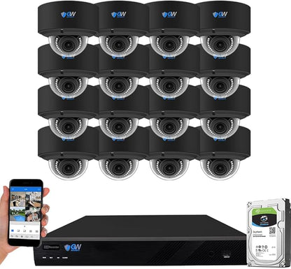 GW Security 16 Channel 6K NVR 8MP (3840x2160) IP PoE Security Camera System with 16 UHD 4K 2.7-13.5mm Motorized Zoom Face Recognition Waterproof AI Dome Camera, Intelligence AI Smart Functions