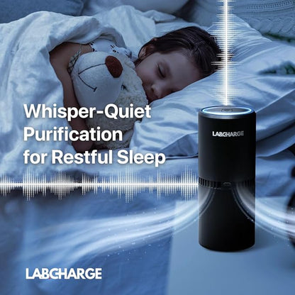LabCharge Compact Air Purifier - Covers 250 Sq Ft - Ideal for Bedroom or Dorm Room - Silent HEPA Filter - Portable, Mini Air Purifier for Small Spaces