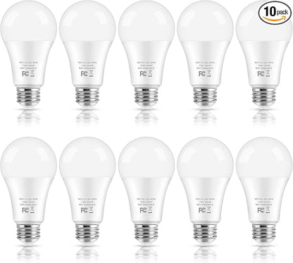 LED Light Bulbs, 100 Watt Equivalent A19 LED Bulbs, 13W 4000K Neutral White 1500 Lumens Non-Dimmable Bright E26 Edison Medium Screw Bulbs for Home Bedroom Kitchen Living Room Office Lamp, 10-Pack