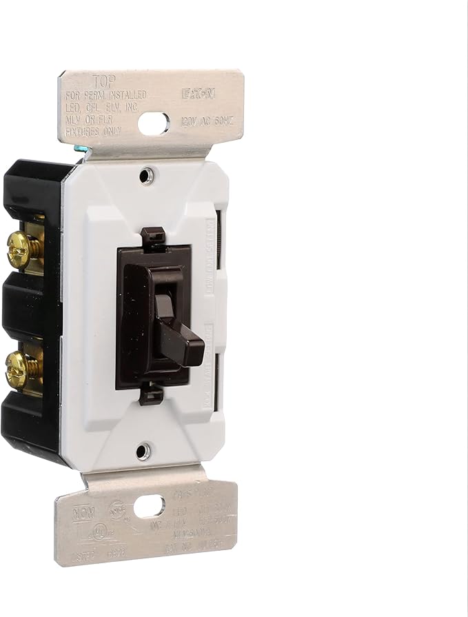 Eaton Universal Toggle Dimmer 120V, Black/Brown/Gray