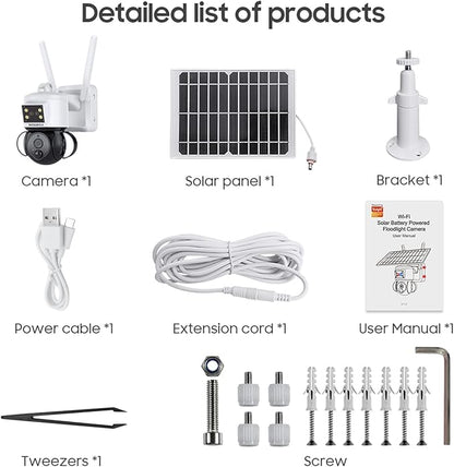 INQMEGA Solar Security Cameras Tuya Smart,3MP FHD WiFi 360° View 15000mAh Solar Powered Cameras for Home,PIR Motion Sensor Flood Light with Siren,Two-Way Audio,Color Night Vision,TUYA Smart Life