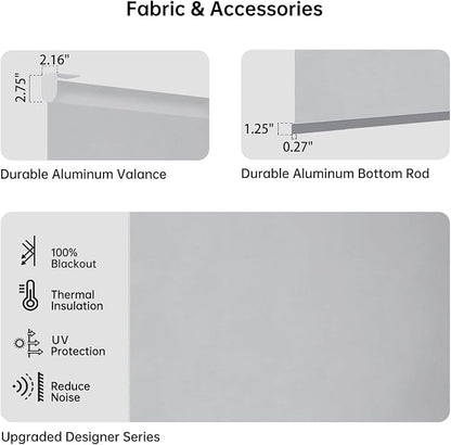 Motorized Coupled Shades, Blackout Smart Blinds for Large Windows Automatic Blinds Compatible with Alexa, Motorized Roller Shades Customized for Bedroom Home Office(Blackout-Fabric Light Grey)