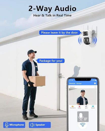 【Auto Tracking & 2-Way Audio】 Outdoor Wireless Security Camera System, Home Video Surveillance Cameras, WiFi PTZ Camera Systems