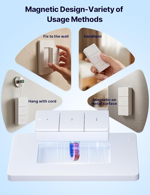 MOES Wireless Zigbee Smart Scene Button, Needs MOES Zigbee Hub, 9-Action | 365-Day Battery, Magnetic Base Sticks to Metal