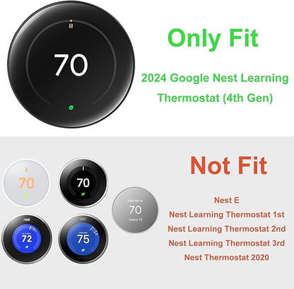 Wall Plate Cover Compatible with Google Nest Learning Thermostat (4th Gen), Practical Trim Kit for Nest Learning Thermostat 4, Snap fit Design (Black, 1 Pack)