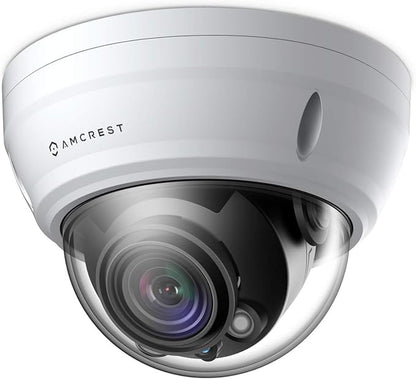 Amcrest UltraHD 4K Varifocal PoE Dome Outdoor Security Camera, 4K (8-Megapixel) 3840x2160P, 164ft Night Vision, 4X Optical Zoom, Motorized Varifocal Lens 58°-110°, White (REP-IP8M-2454EW) (Renewed)