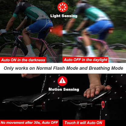 G Keni Smart Brake Sensing Rear Bike Lights, Auto Light Sensing Bike Tail Light, IPX6 Waterproof, Ultra Bright LED Taillights, Rechargeable Safety Road Back Bicycle Lights for Night Riding
