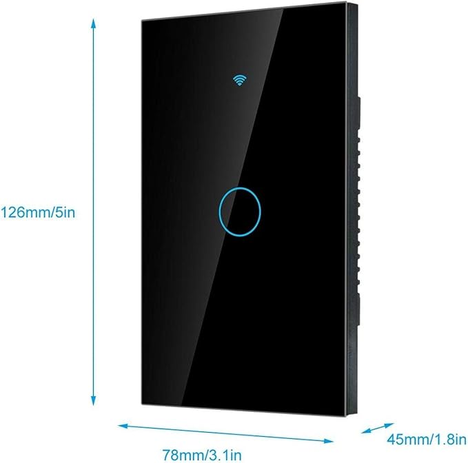 Wi-Fi Wall Touch Screen Switch, Remote Control Single Circle , 1-Way AC 90-250V (Black)