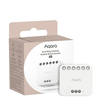 Aqara Dual Relay Module T2,Smart Relay Switch Dry Contact Mode for Garage Doors and Boilers,Light Switch Roller Shade Switch,Supports Homekit and Alexa,Requires a Neutral Line and Aqara Zigbee 3.0 Hub
