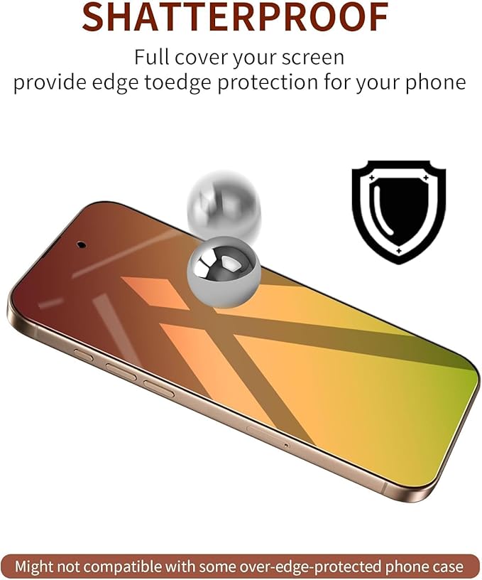 Privacy Screen Protector for iPhone 17 Pro 6.3-Inch,Anti-Spy Private Glass Film Anti-Blue Light No Bubble Anti-Scratch Full Coverage Gradient Green，2-Pack