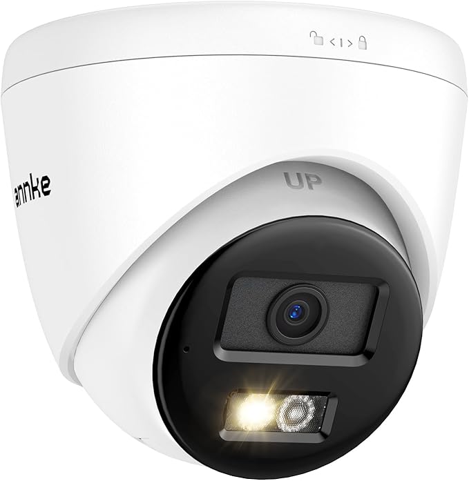 ANNKE 3K PoE Camera with Red & Bule Strobe Flash Light Alarm, IP Turret Security Camera Outdoor Indoor, Two-Way Audio, Color Night Vision, AI Human Detection, 123° Wide Angle, 24/7 Recording, IP67