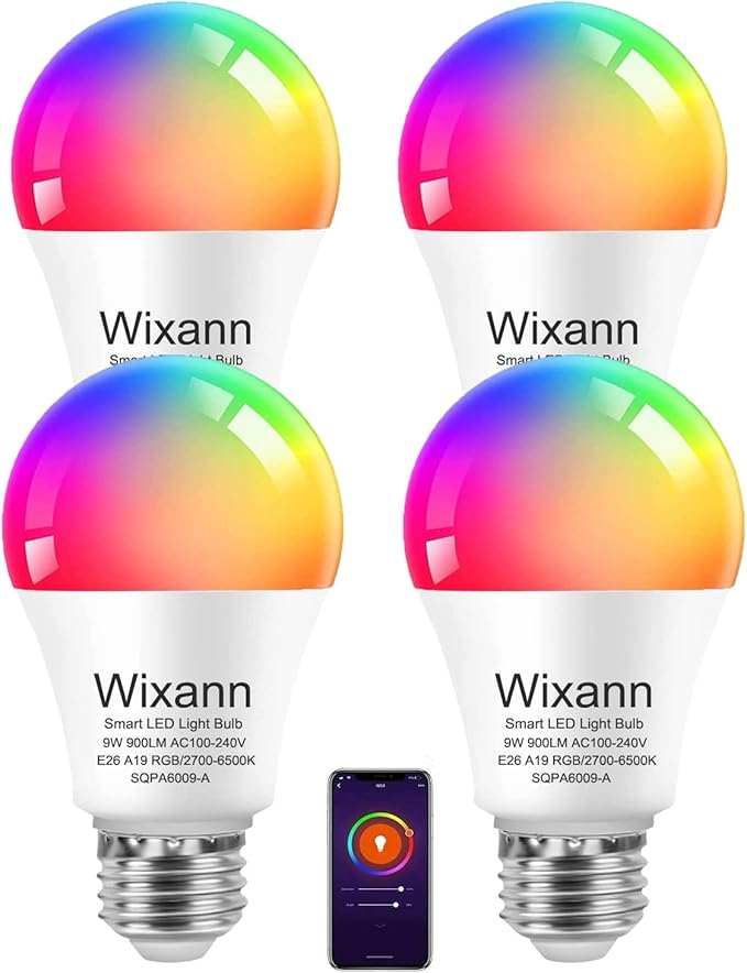 9W Smart Light Bulb(80W Equivalent)A19 E26 900Lumens LED Color Changing Light Bulbs,adjustable 16 Million DIY Colors and Music Sync 2700K-6500K WiFi Bulb Work with Alexa, Google Home, No Hub Required