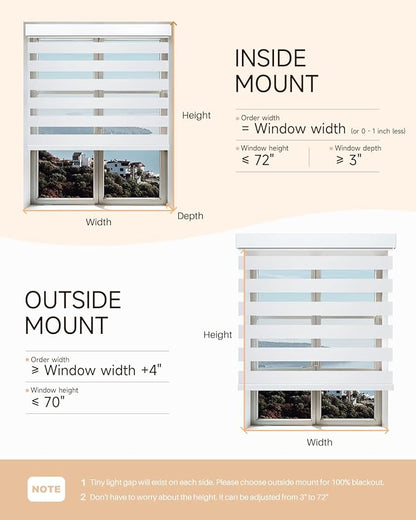 Smart Zebra Blinds for Windows, Alexa Motorized Blinds with Remote Control, Automatic Electric Power Zebra Shades for Indoor Windows (39" W x 72" H, White)