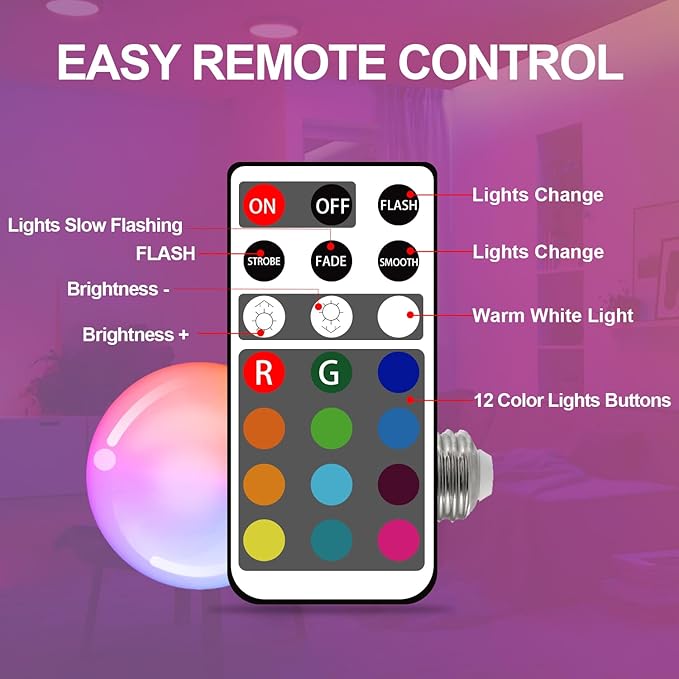XRise E12 LED Bulb 3W Color Changing Candle Light (RGB + White) 12 Colors, 6000K, Remote Control Included (2 Remote) Decorative Candle Lamp for Stage Home Decor,9 Pack
