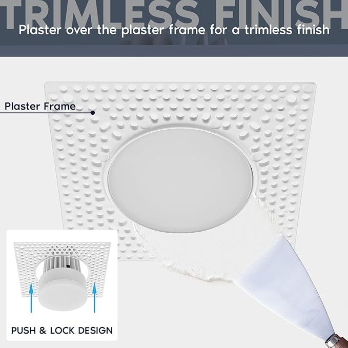 LUXRITE 3 Inch Trimless Recessed LED Light with Junction Box, 15W, 5CCT 2700K 3000K 3500K 4000K 5000K, Dimmable Spotlight, 1100LM, CRI 90, Damp Rated, IC Rated, Plaster Ceiling Light, ETL Listed