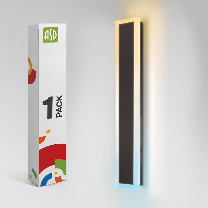ASD LED 36" Long Wall Mount Light Fixture, Outdoor & Indoor Linear Sconce | 3CCT, Dimmable, Waterproof, Anti-Rust, ETL Listed | 30W 2350LM 3000-5000K 100-277V | Exterior Porch Lighting | Black